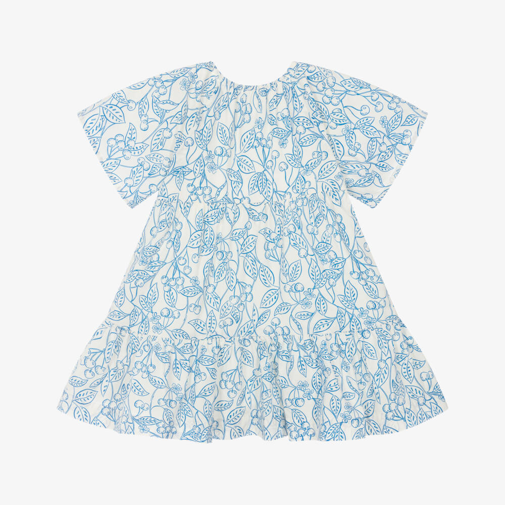 Petit Bateau-Girls Blue & White Cherry Print Dress | Childrensalon Outlet