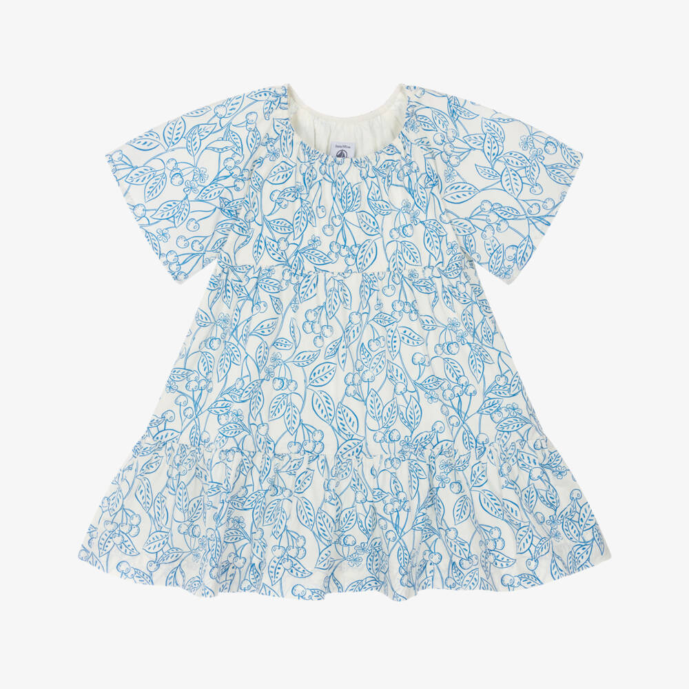 Petit Bateau-Платье с синим и белым принтом вишни для девочек | Childrensalon Outlet