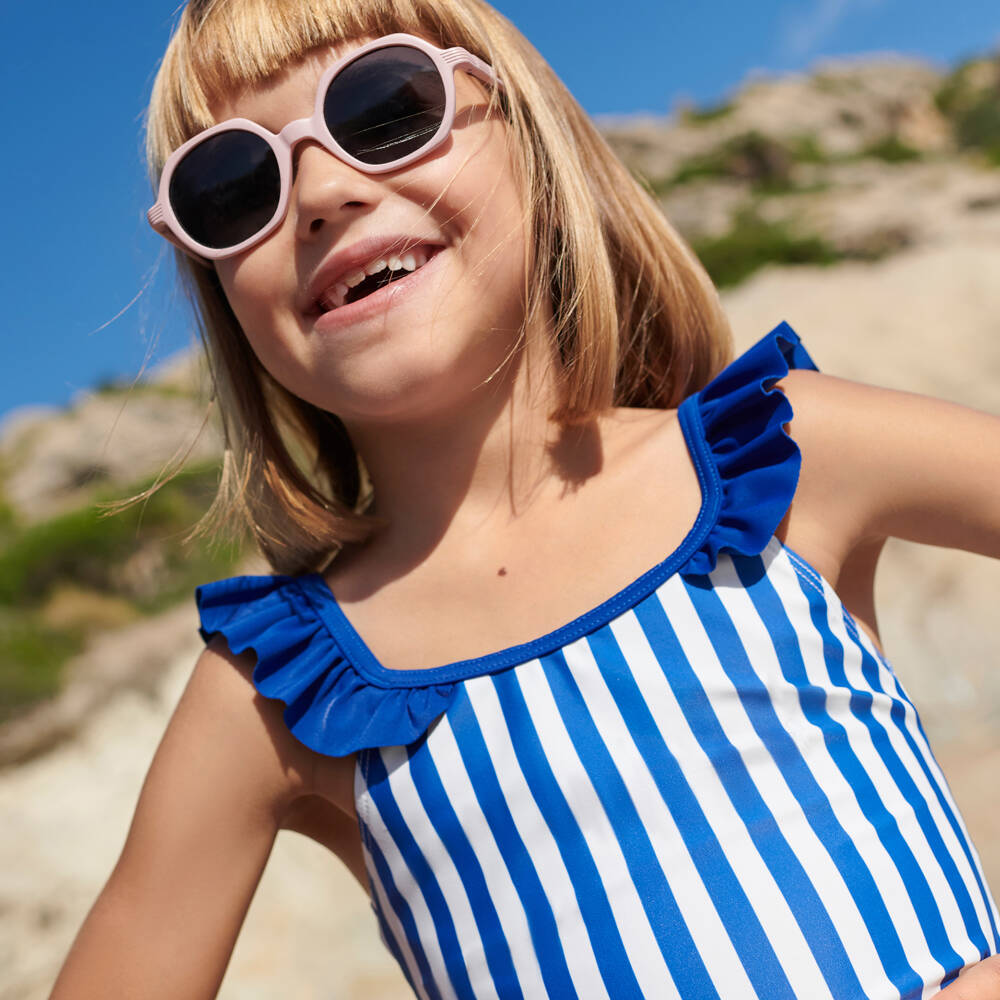 Petit Bateau-Girls Blue & White Stripe Swimsuit | Childrensalon Outlet