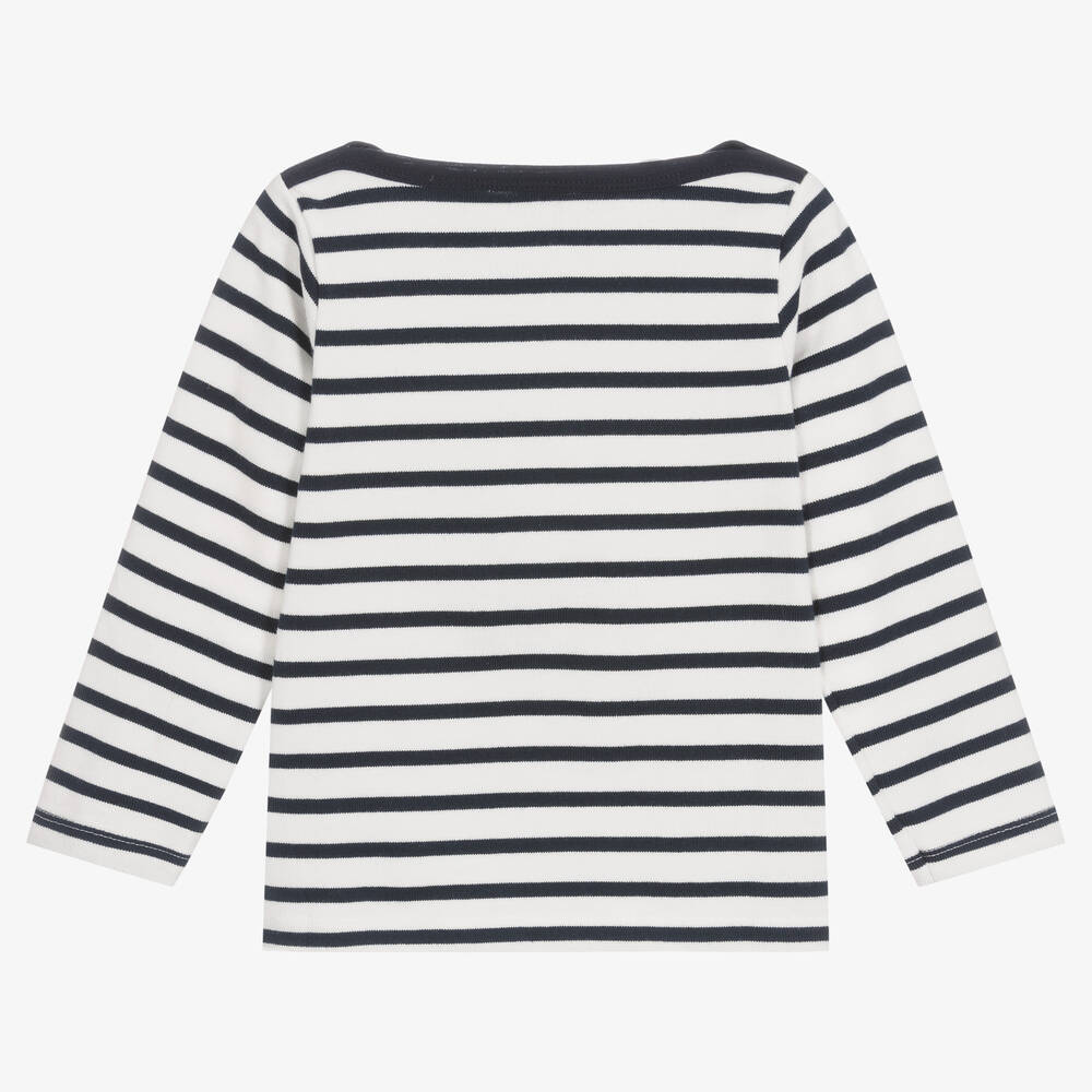 Petit Bateau-Белый хлопковый топ в синюю полоску | Childrensalon Outlet