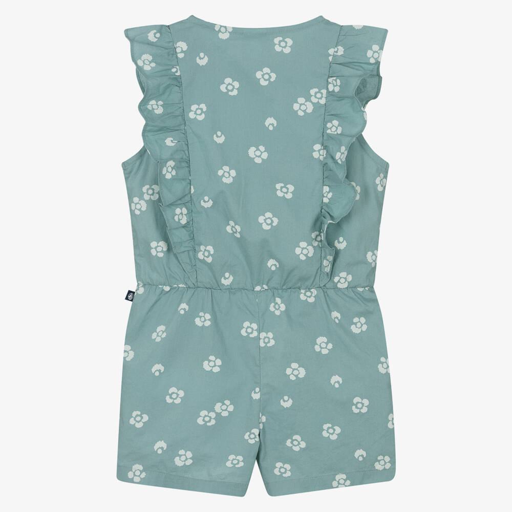 Petit Bateau-Легкий зеленый цветочный ромпер для девочек | Childrensalon Outlet