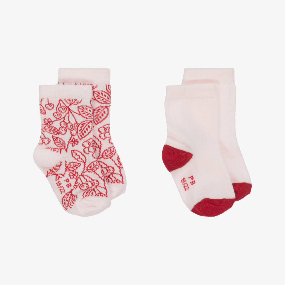 Petit Bateau-Girls Cherry Bliss Cotton Socks Duo | Childrensalon Outlet