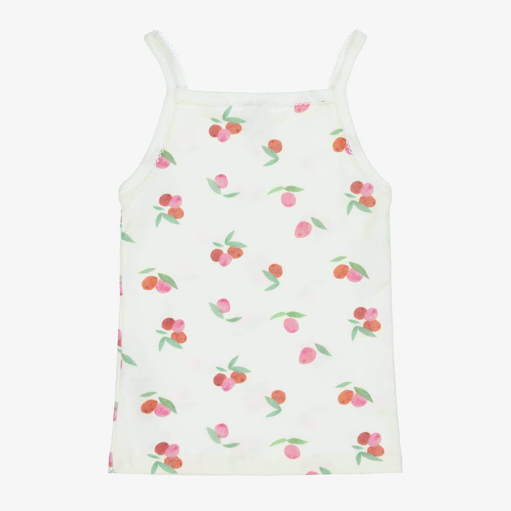 Petit Bateau-Girls Cherry Blossom Cotton Trio Vests | Childrensalon Outlet