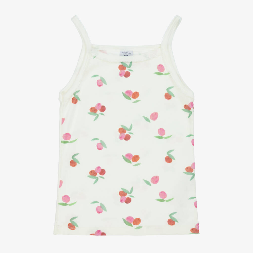 Petit Bateau-Girls Cherry Blossom Cotton Trio Vests | Childrensalon Outlet