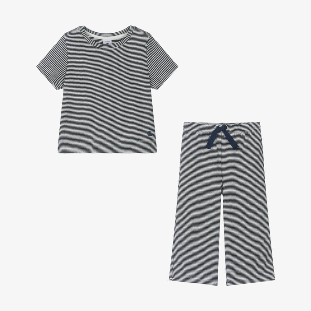 Petit Bateau-Girls Classic Blue Striped Sleepwear | Childrensalon Outlet
