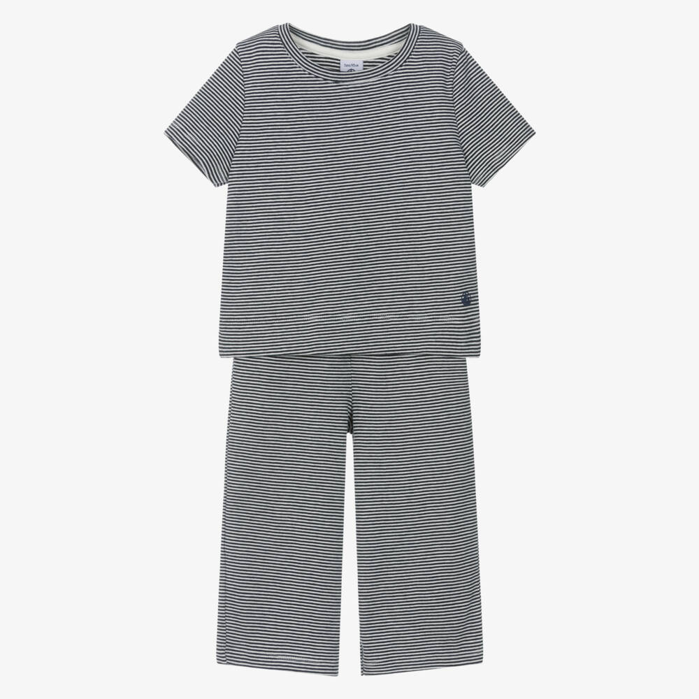 Petit Bateau-Girls Classic Blue Striped Sleepwear | Childrensalon Outlet
