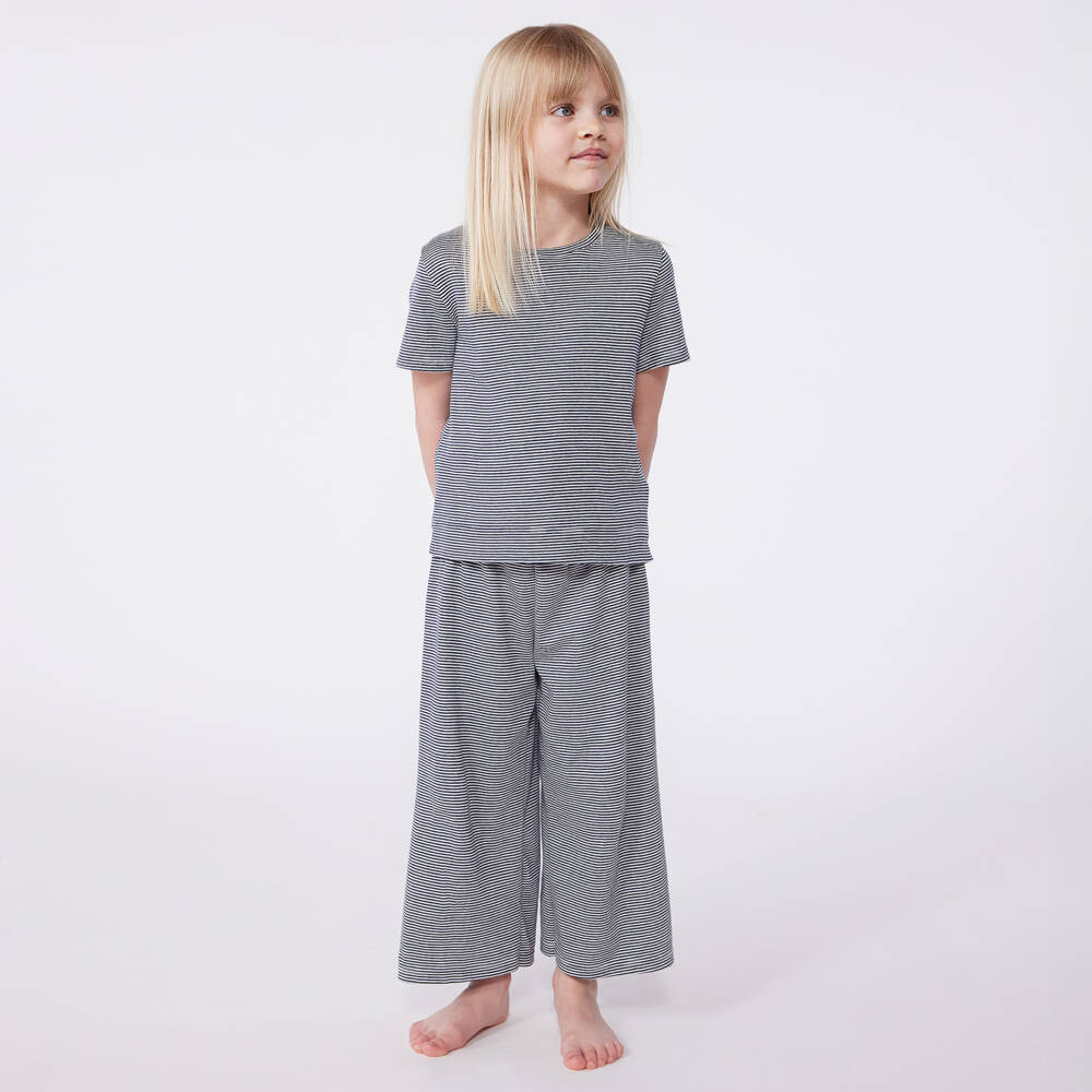 Petit Bateau-Girls Classic Blue Striped Sleepwear | Childrensalon Outlet