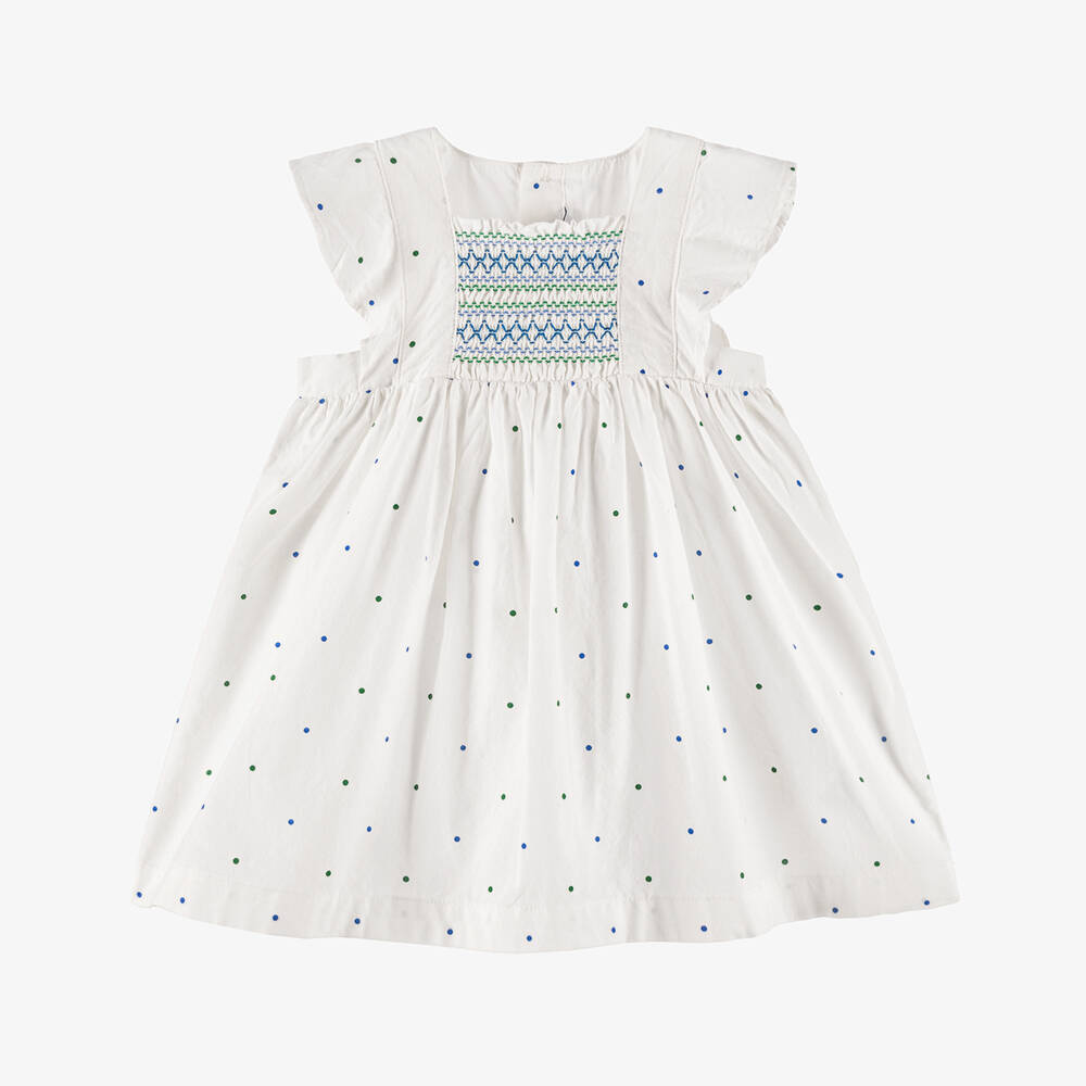 Petit Bateau-فستان قطني للبنات بنقاط زرقاء | Childrensalon Outlet