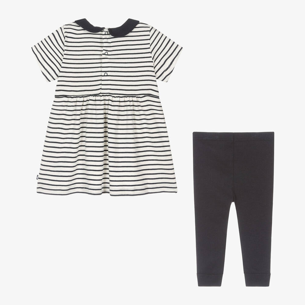 بتي باتو-طقم ليقنز أطفال بناتي قطن لون كحلي وأبيض | Childrensalon Outlet