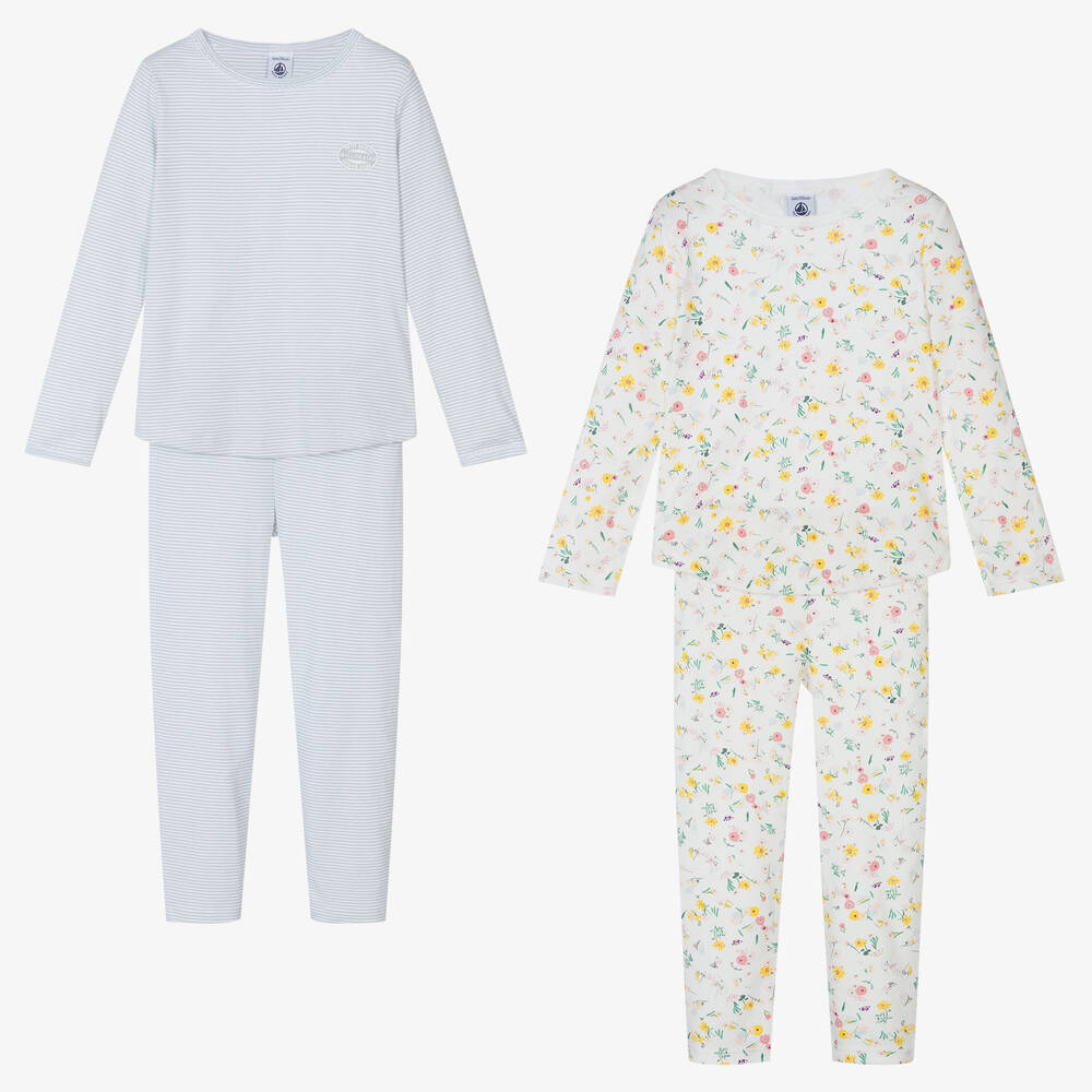 Petit Bateau - Girls Cotton Pyjamas (2 Pack) | Childrensalon