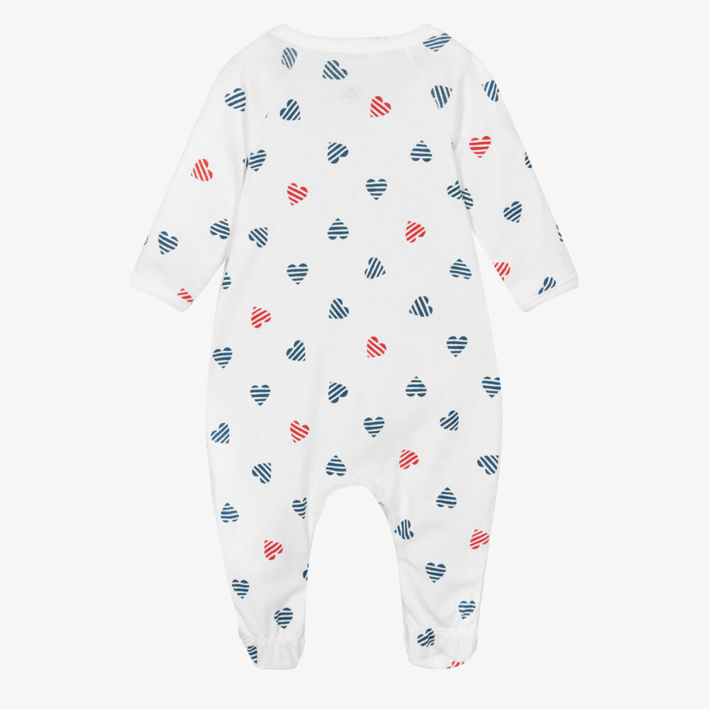 Petit Bateau-Girls Cozy Ivory Heart Romper | Childrensalon Outlet