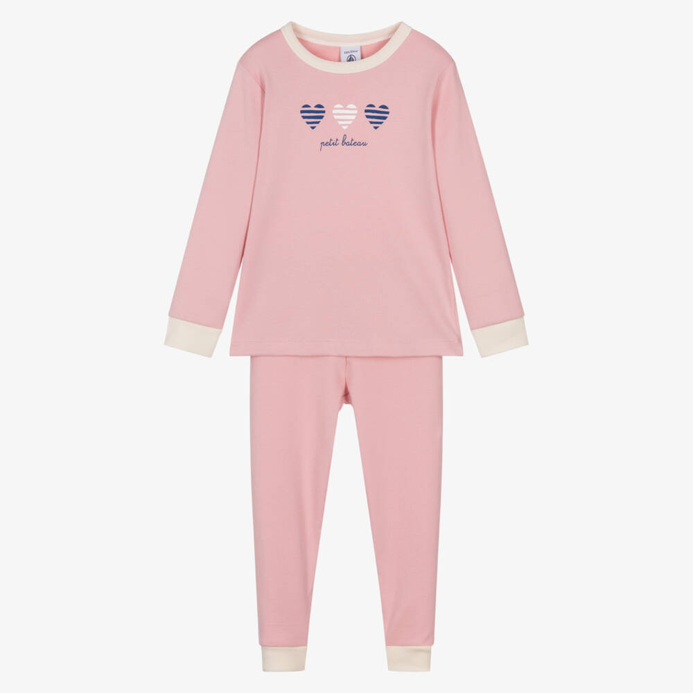 Petit Bateau-ملابس نوم قطنية دافئة للبنات بلون الورد | Childrensalon Outlet