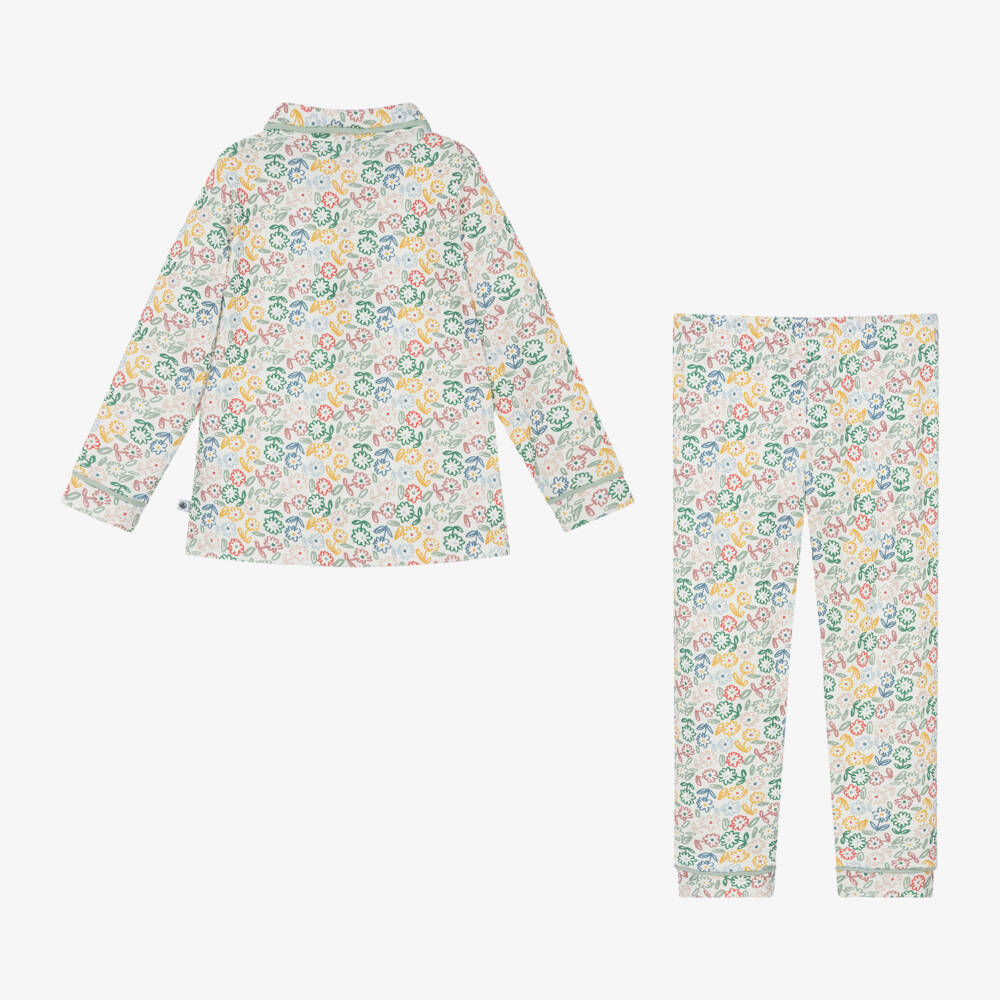 بتي باتو-بيجاما بطبعة ورود قطن عضوي لون عاجي | Childrensalon Outlet