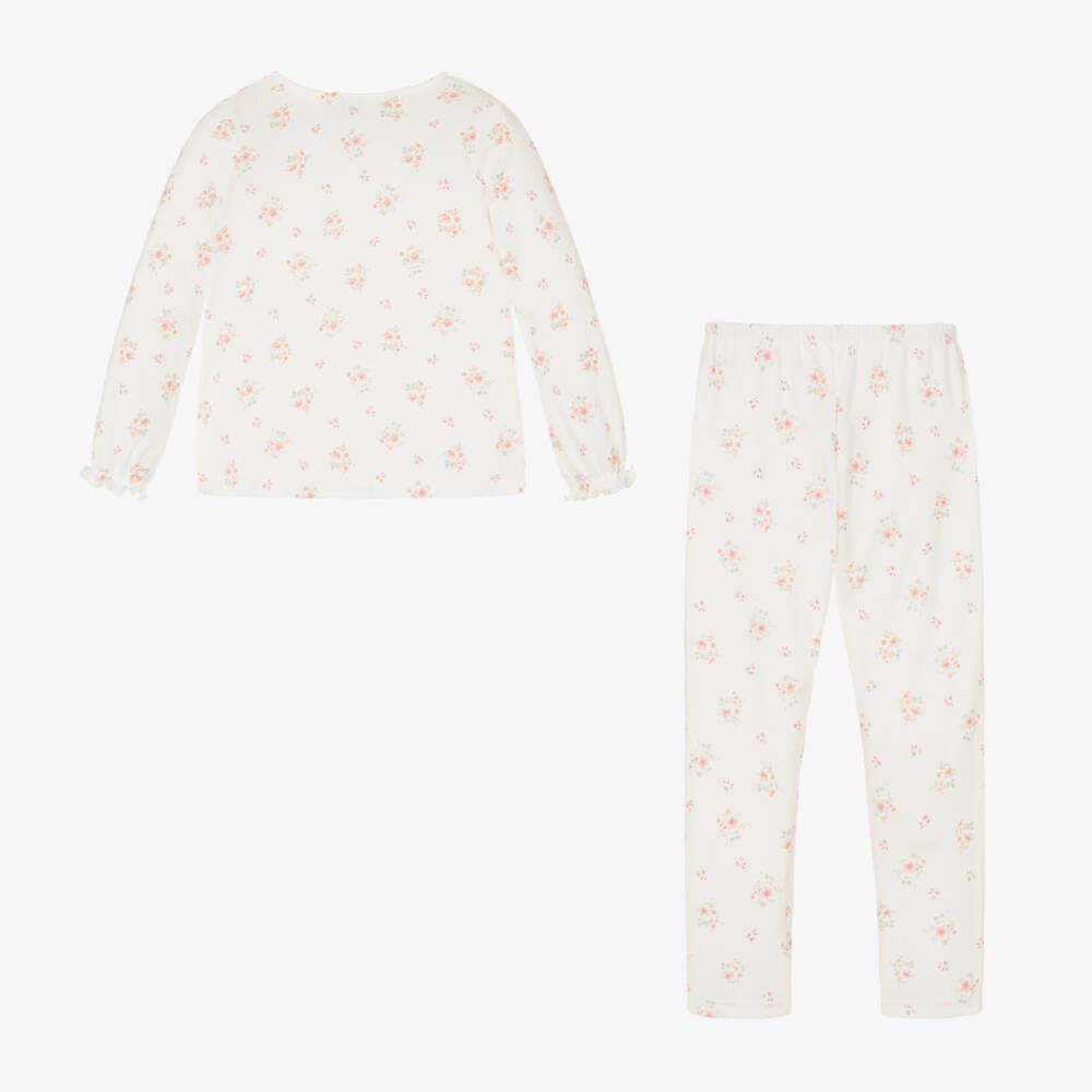 Petit Bateau-Girls Creamy Floral Organic Sleepwear | Childrensalon Outlet