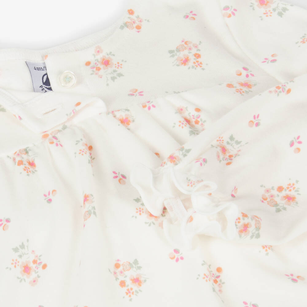 Petit Bateau-Girls Creamy Floral Organic Sleepwear | Childrensalon Outlet