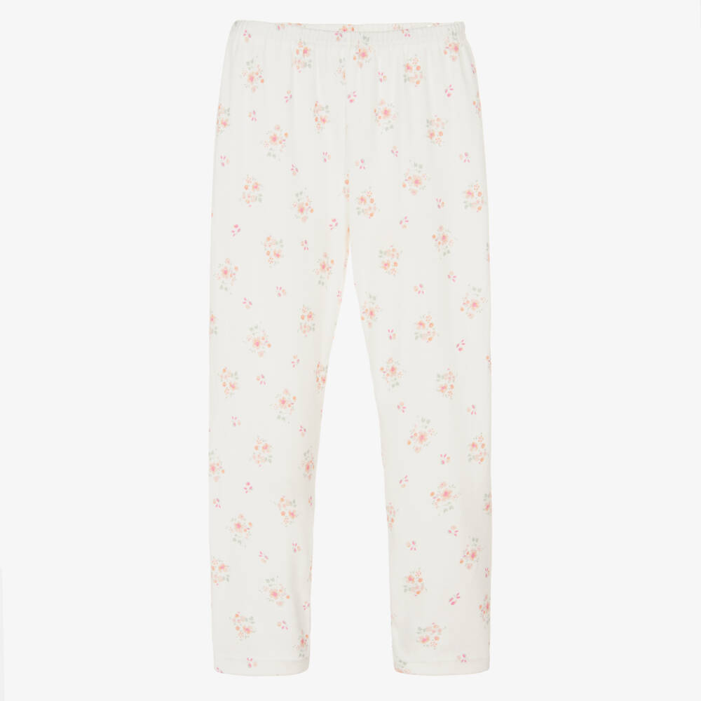 Petit Bateau-Girls Creamy Floral Organic Sleepwear | Childrensalon Outlet