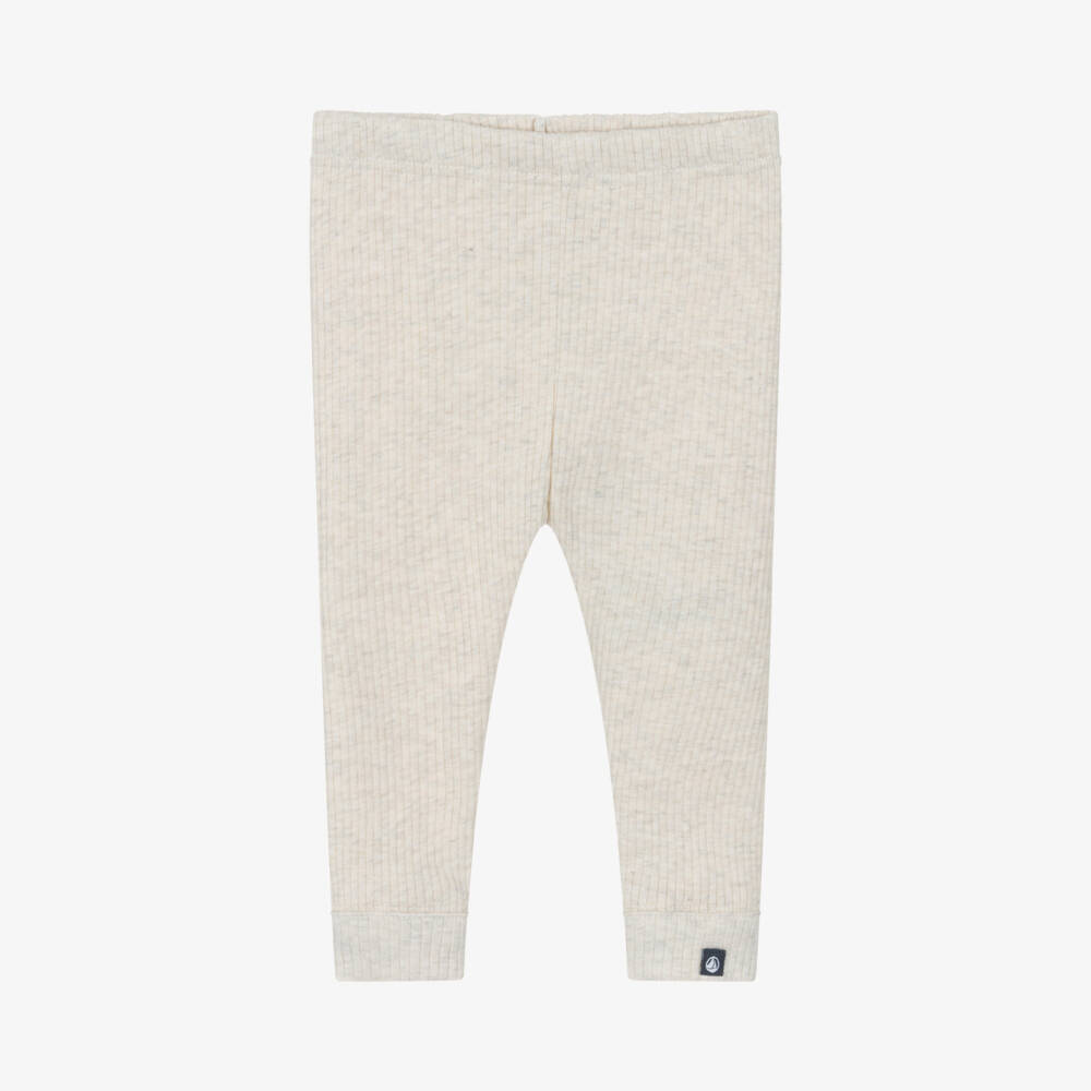 Petit Bateau-Girls Creamy Knit Cotton Leggings | Childrensalon Outlet