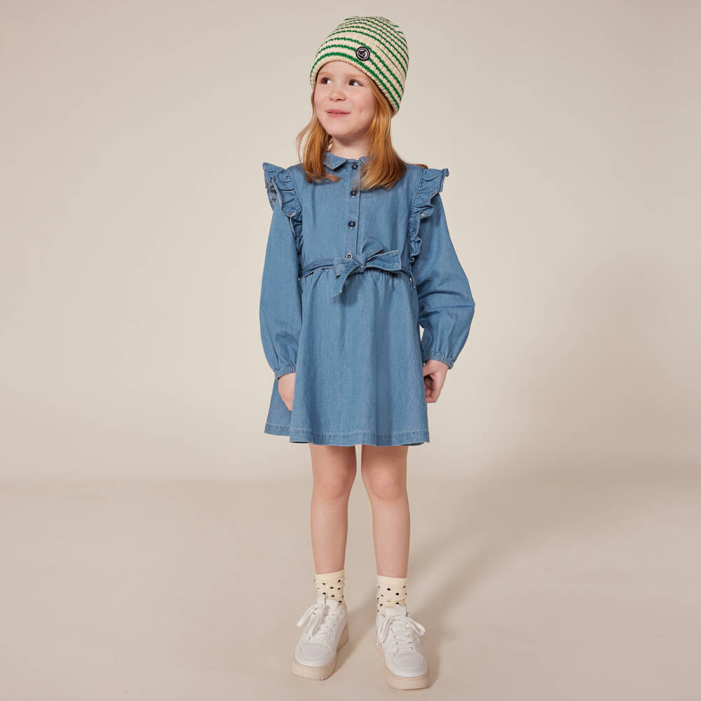 Petit Bateau-Girls Denim Dress with Belt | Childrensalon Outlet