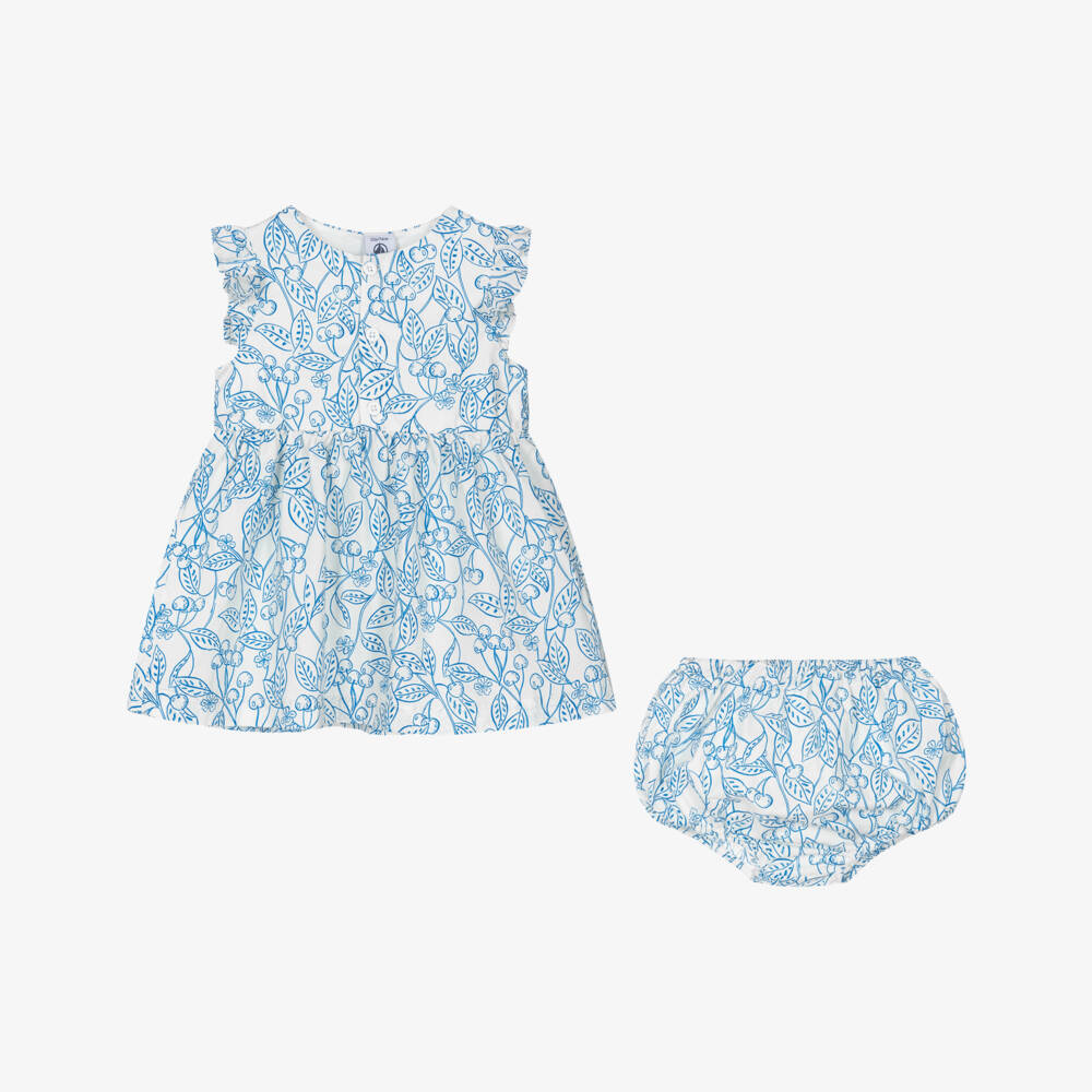 Petit Bateau-Голубое платье с цветочным узором для девочек | Childrensalon Outlet