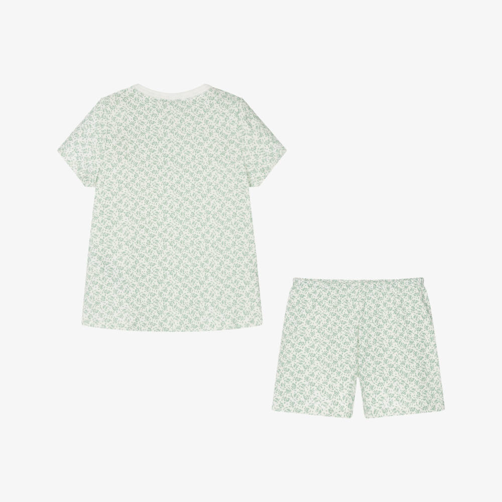 Petit Bateau-Girls Emerald Blossom Sleep Set | Childrensalon Outlet