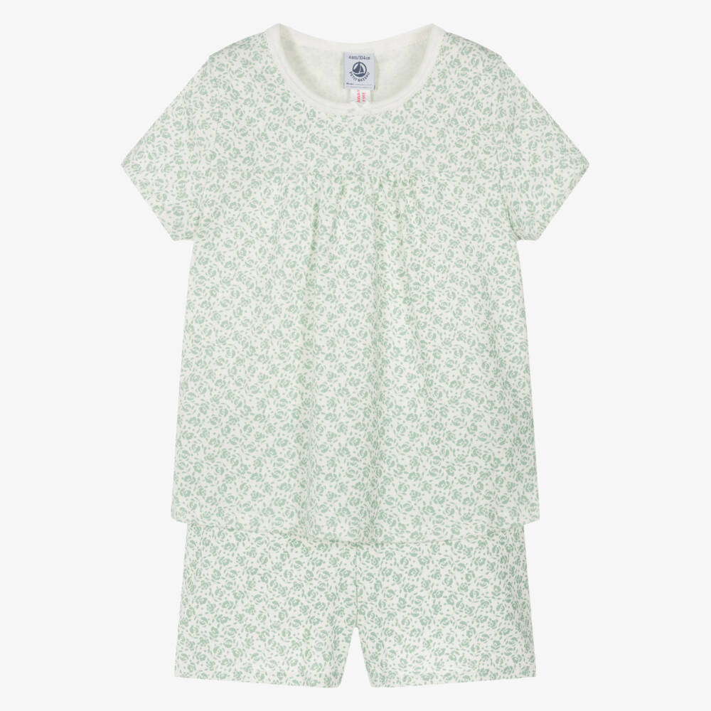 Petit Bateau-طقم نوم زمردي مزهر للبنات | Childrensalon Outlet