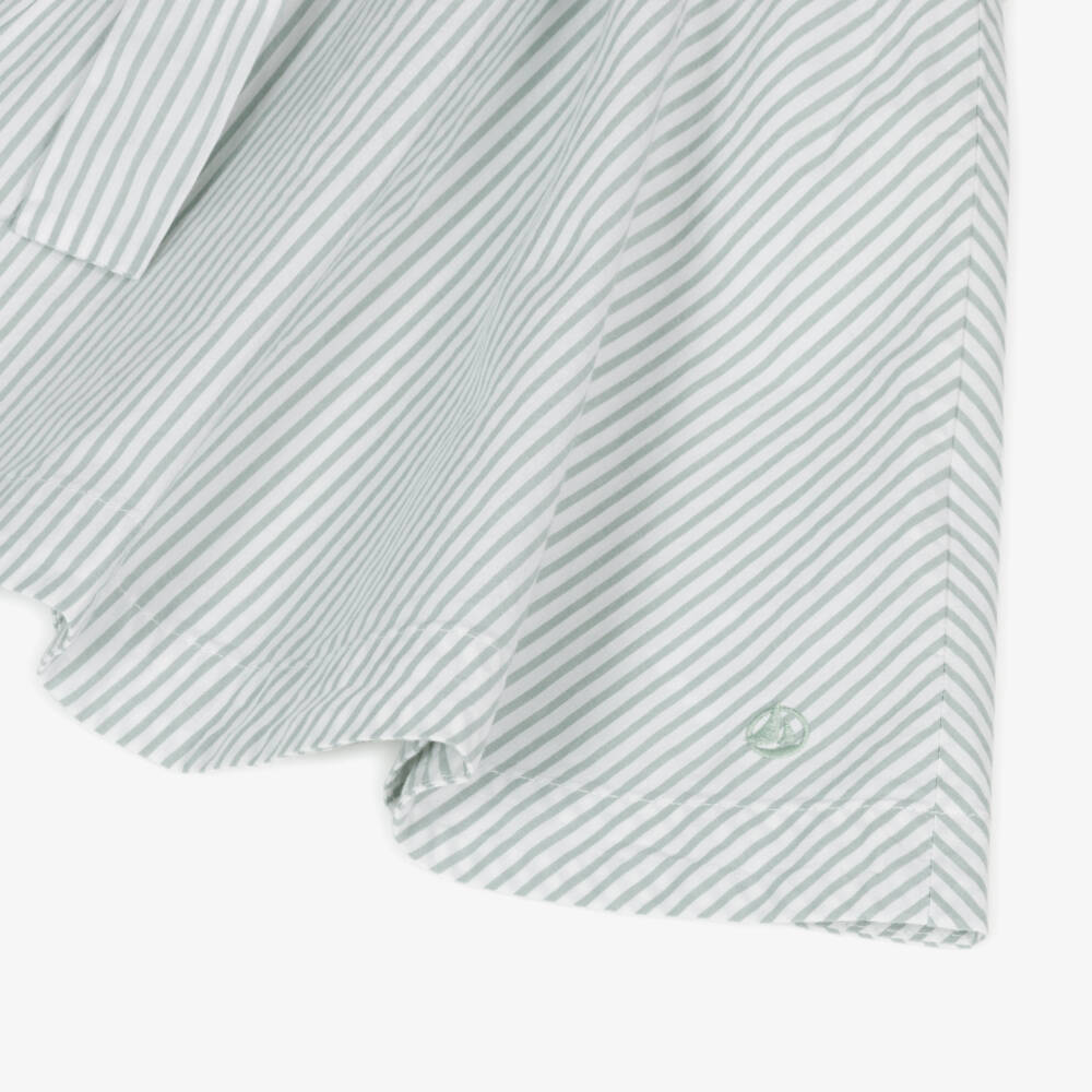 Petit Bateau-Girls Emerald Stripe Waist-Tie Dress | Childrensalon Outlet