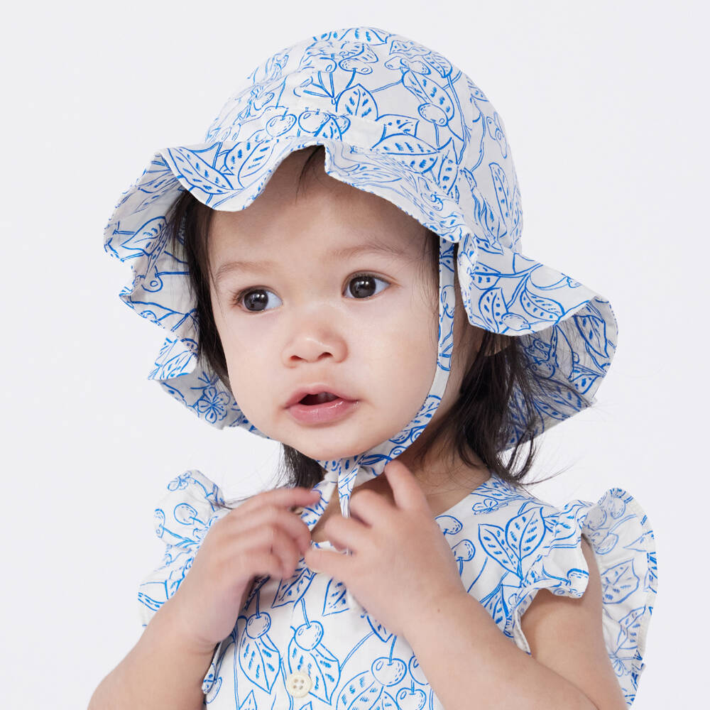 بتي باتو-قبعة شمسية قطنية مزينة بالورود للبنات | Childrensalon Outlet