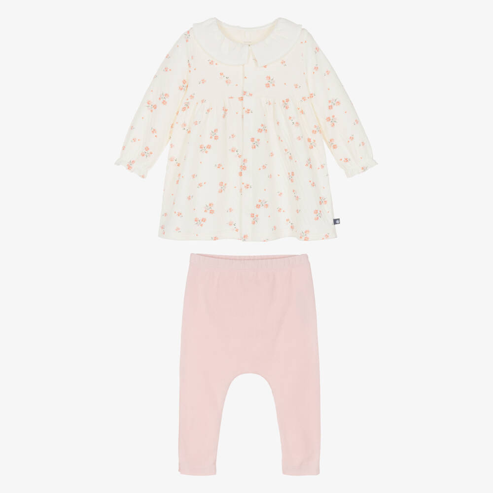 Petit Bateau-Girls Floral Dress and Leggings Set | Childrensalon Outlet