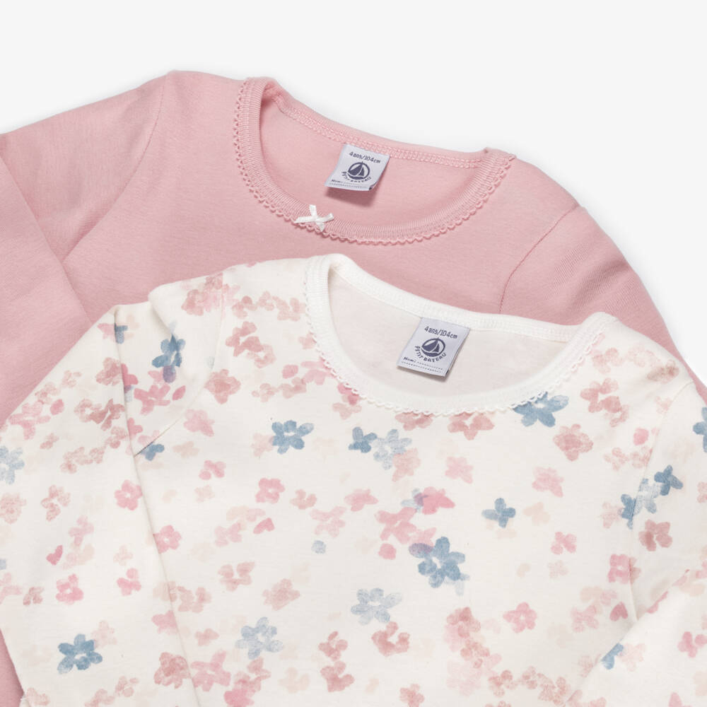Petit Bateau-Girls Floral & Pink Vest Duo | Childrensalon Outlet