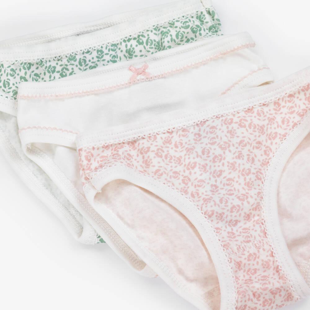 Petit Bateau-Girls' Floral Trio Cotton Panties | Childrensalon Outlet