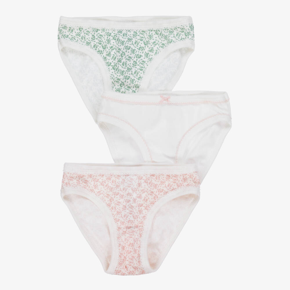 Petit Bateau-Girls' Floral Trio Cotton Panties | Childrensalon Outlet