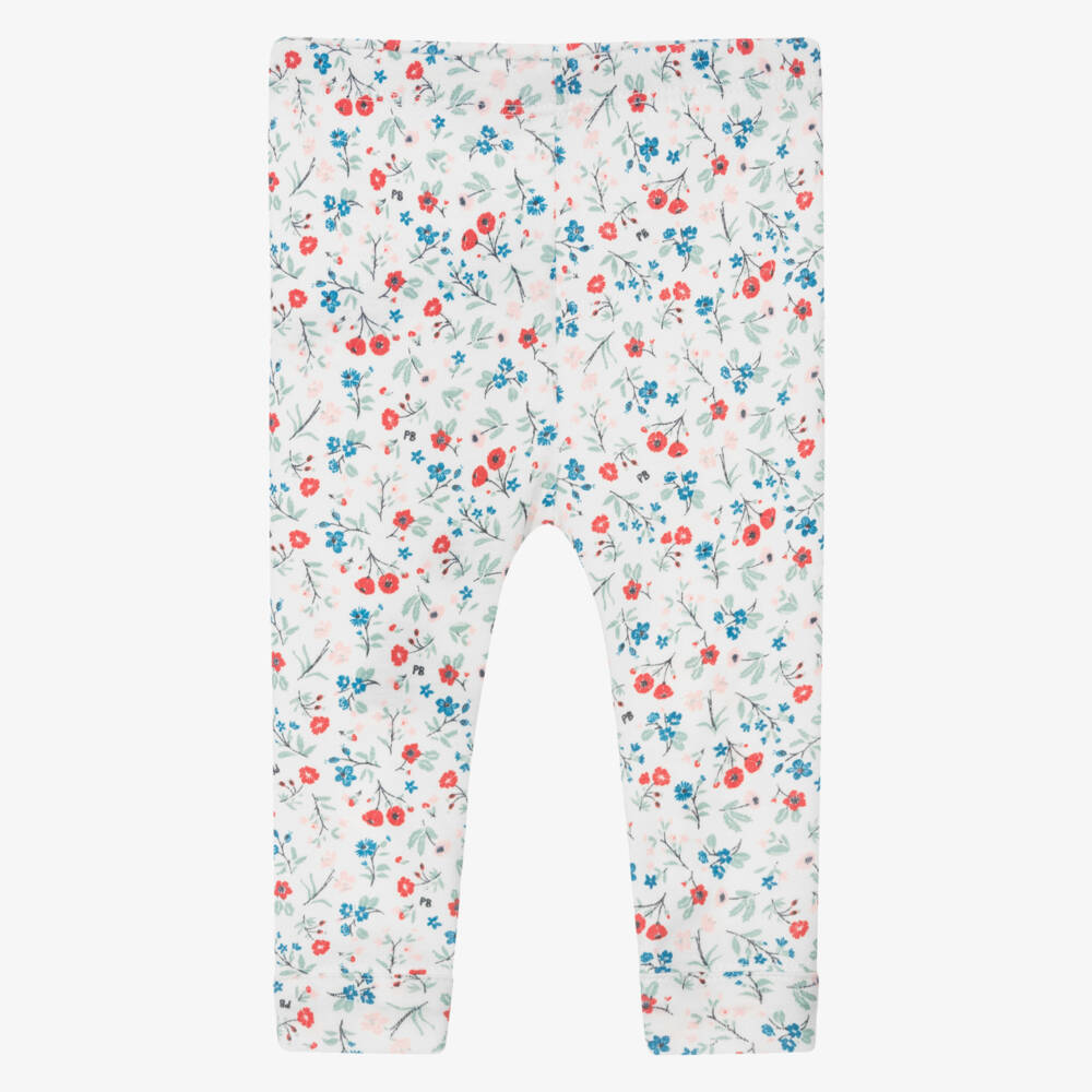 Petit Bateau-Girls Floral White Cotton Tights | Childrensalon Outlet