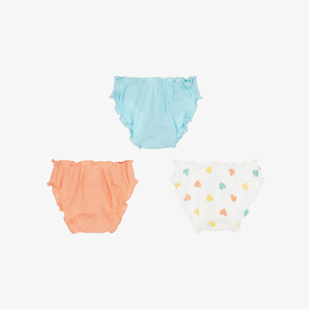 Petit Bateau-ثلاثية سراويل زرقاء وبرتقالية مزينة للبنات | Childrensalon Outlet