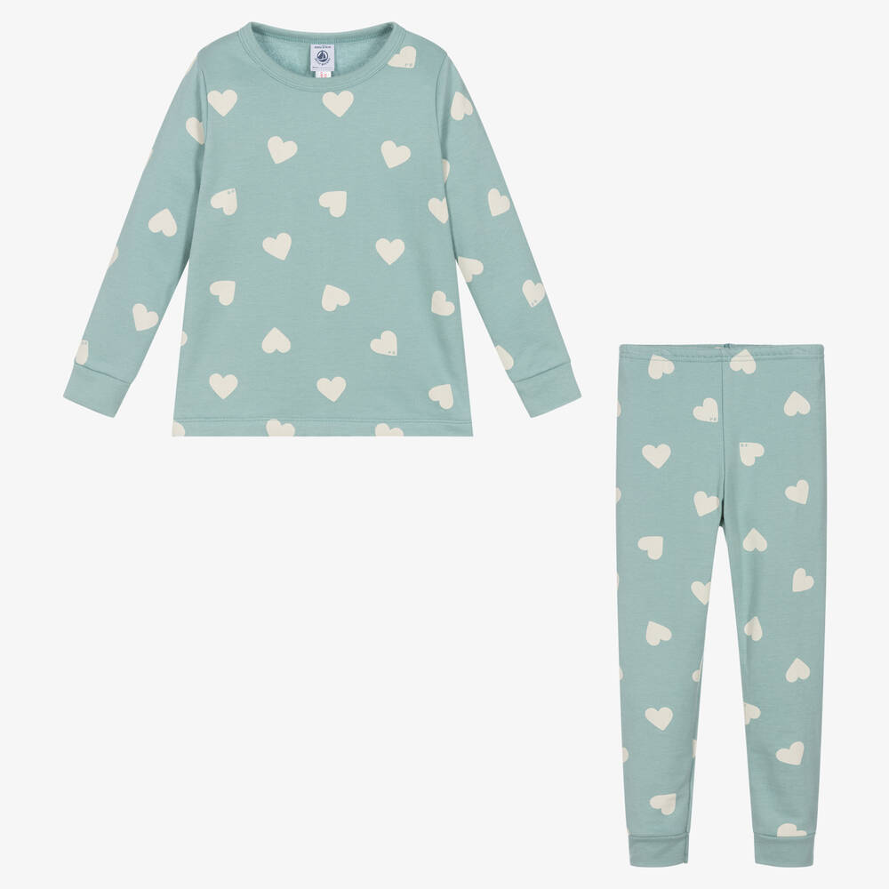 Petit Bateau-بيجاما قطن عضوي لون عاجي وأخضر للبنات | Childrensalon Outlet
