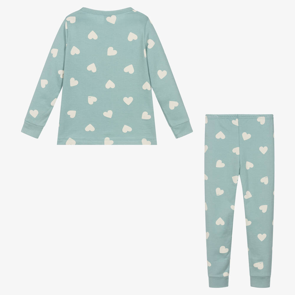 Petit Bateau-بيجاما قطن عضوي لون عاجي وأخضر للبنات | Childrensalon Outlet