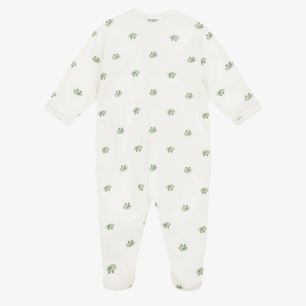 Petit Bateau-Girls Green Frog Ivory Onesie | Childrensalon Outlet