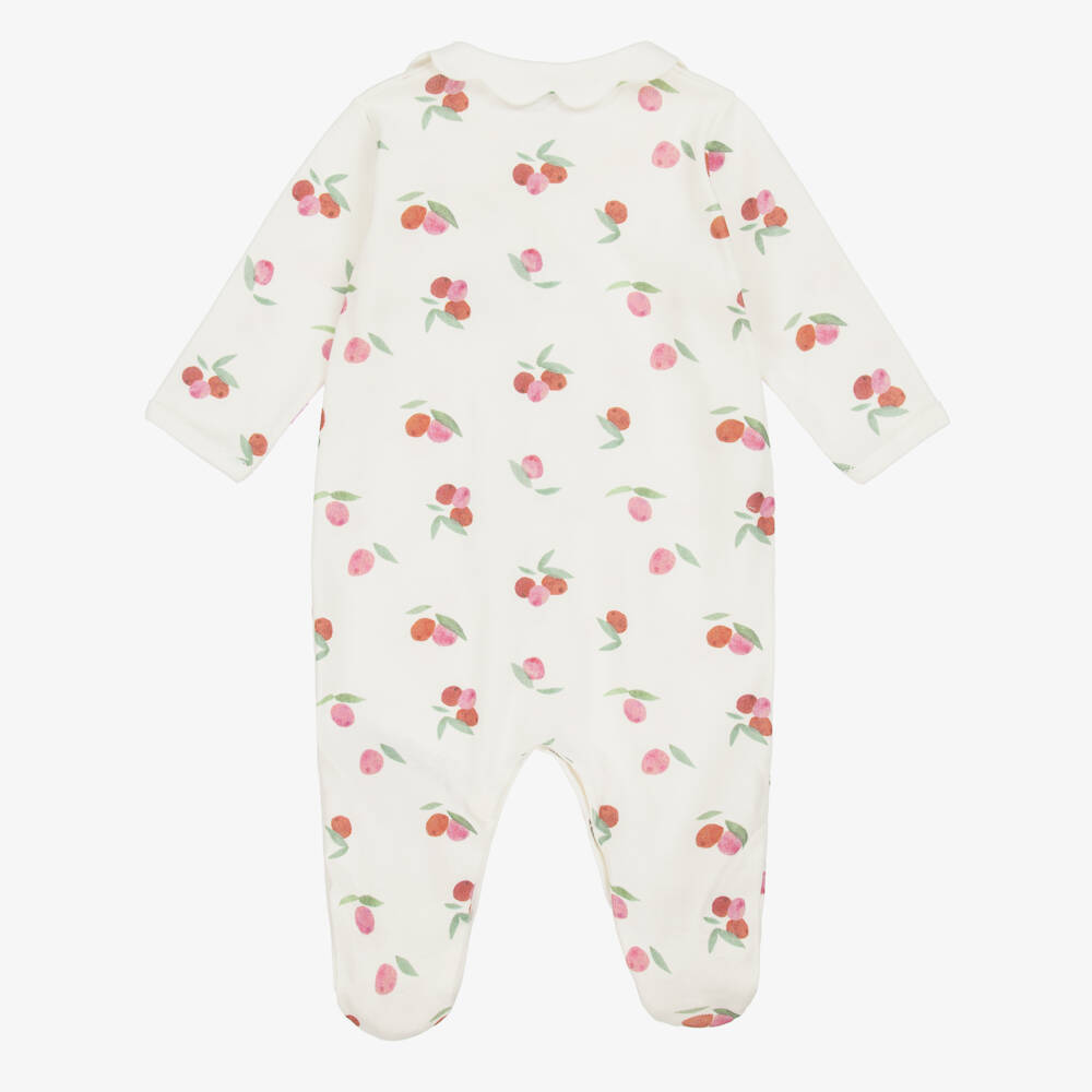 Petit Bateau-Girls Ivory Cherry Motif Babysuit | Childrensalon Outlet