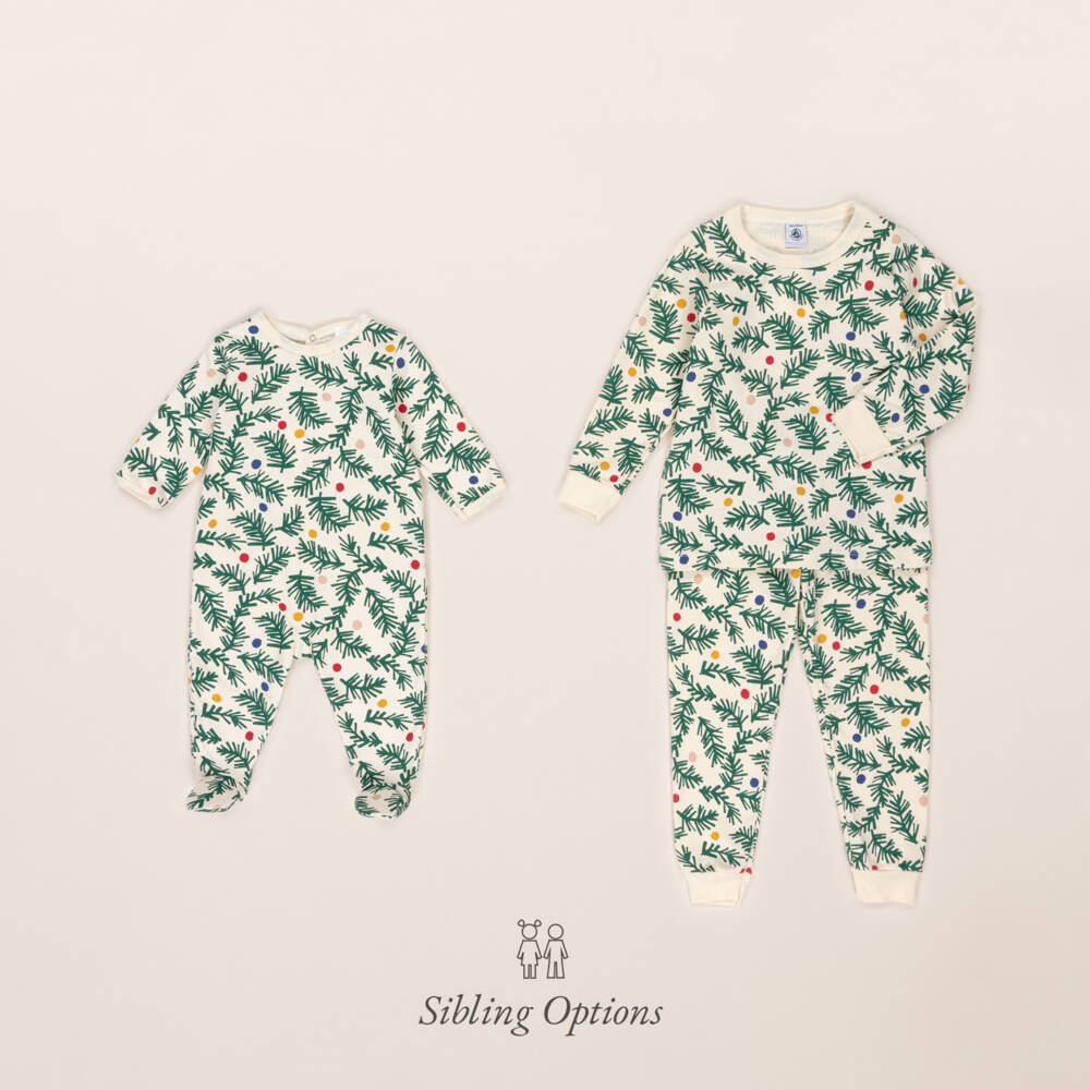 Petit Bateau-Girls Ivory Christmas Cotton Pyjamas | Childrensalon Outlet