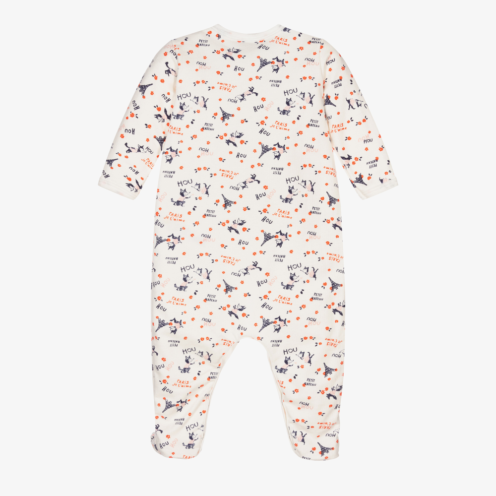 Petit Bateau-Girls Ivory Cotton Babygrow | Childrensalon Outlet