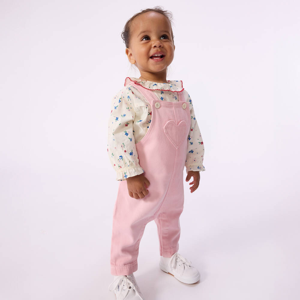 Petit Bateau-Girls Ivory Cotton Blouse with Ditsy Floral Print | Childrensalon Outlet