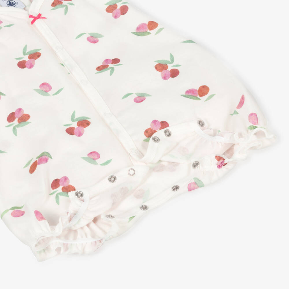 Petit Bateau-جمبسوت قطن عاجي بناتي مزين بالكرز | Childrensalon Outlet