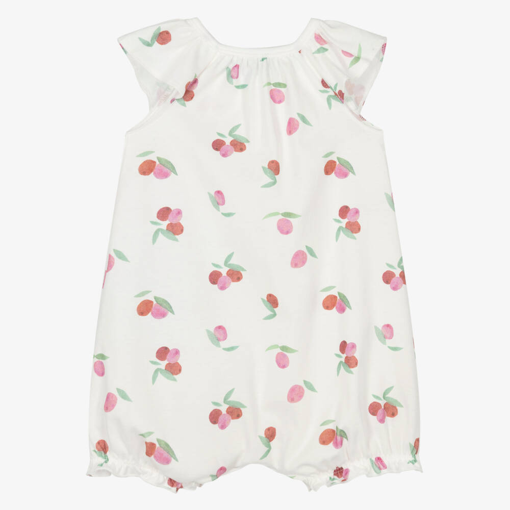 Petit Bateau-جمبسوت قطن عاجي بناتي مزين بالكرز | Childrensalon Outlet