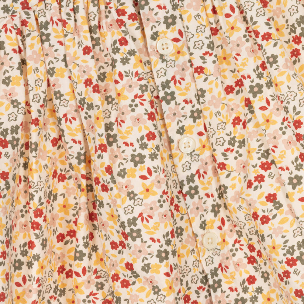 Petit Bateau-Girls Ivory Cotton Floral Dress | Childrensalon Outlet