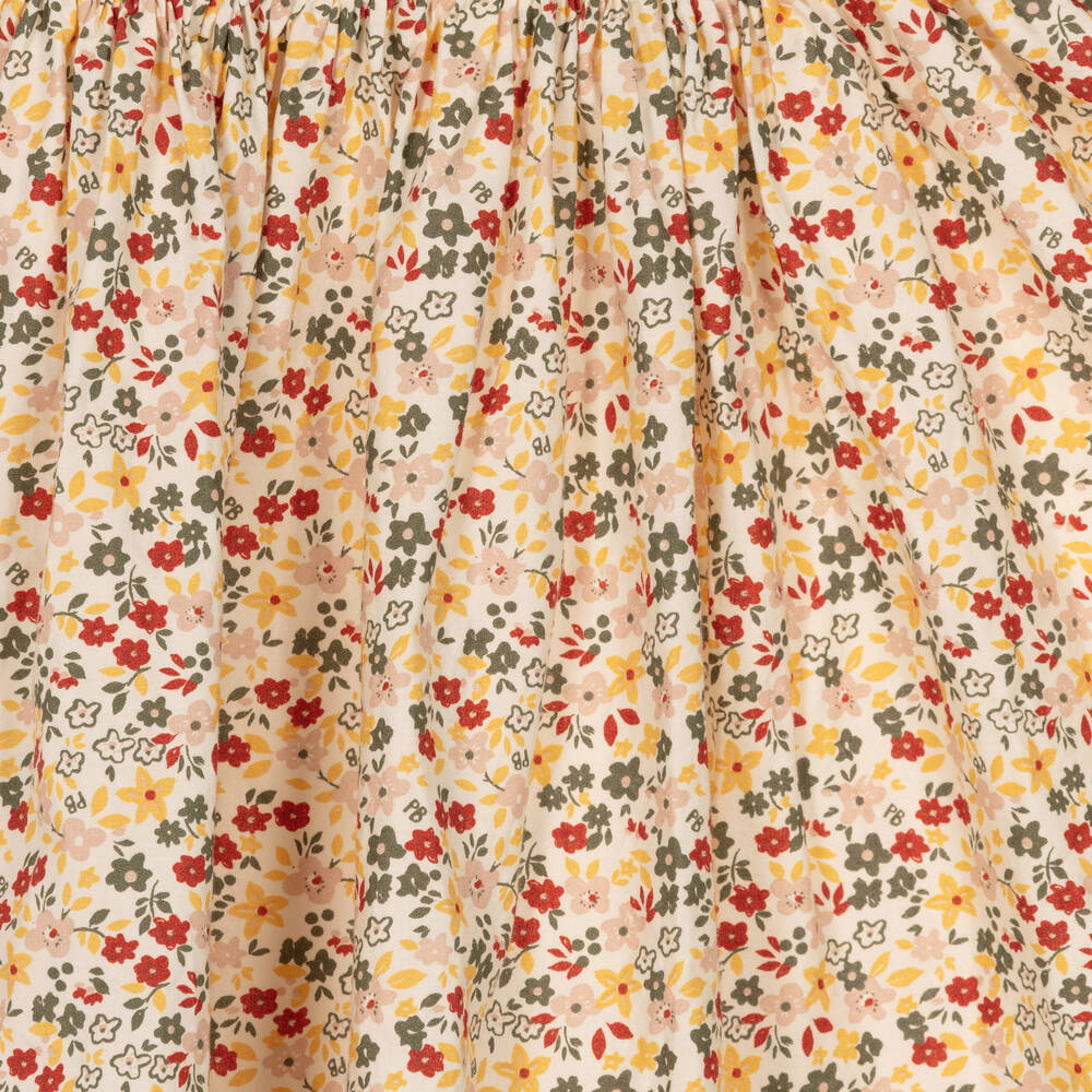 Petit Bateau-Girls Ivory Cotton Floral Dress | Childrensalon Outlet