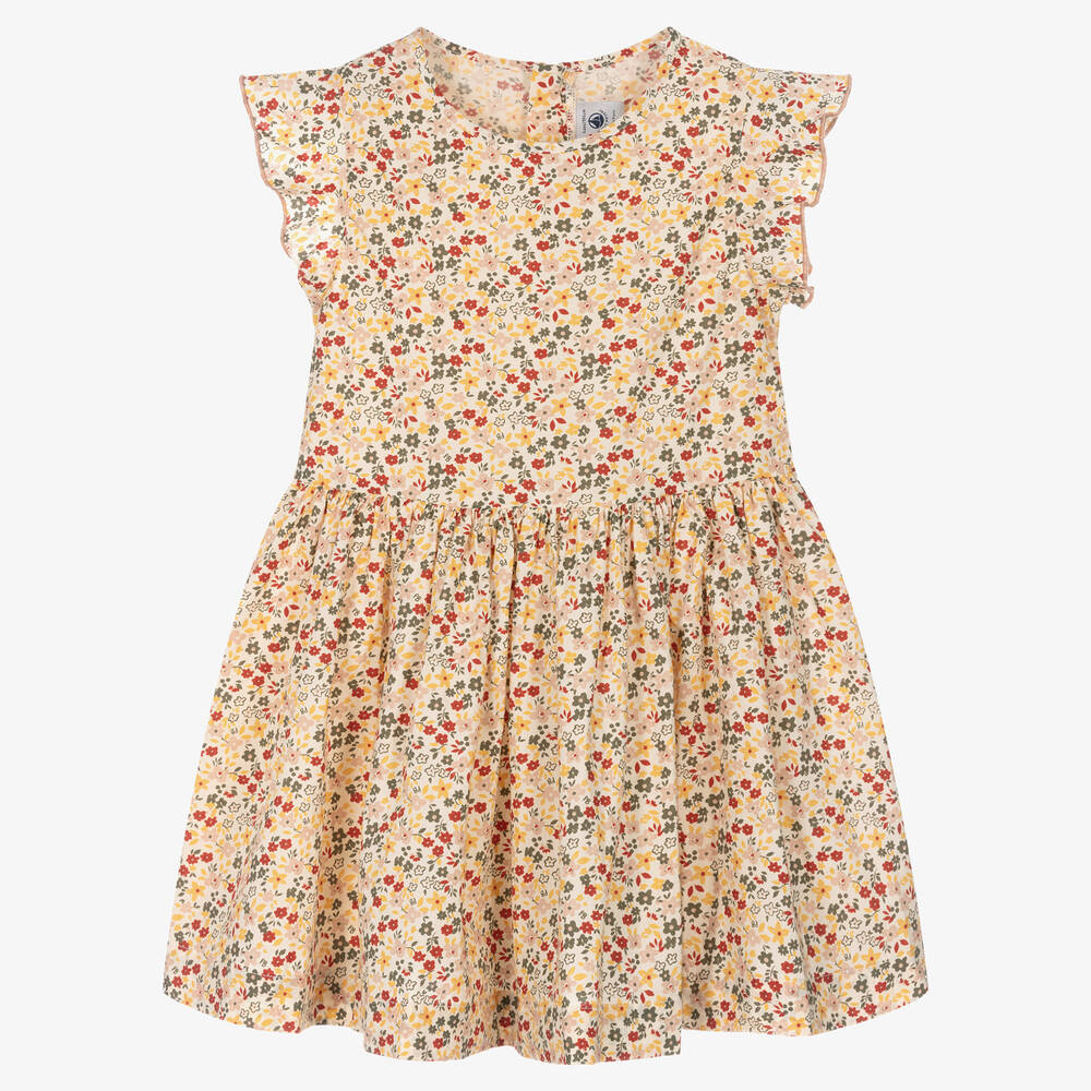 Petit Bateau - Кремовое хлопковое платье в цветочек | Childrensalon