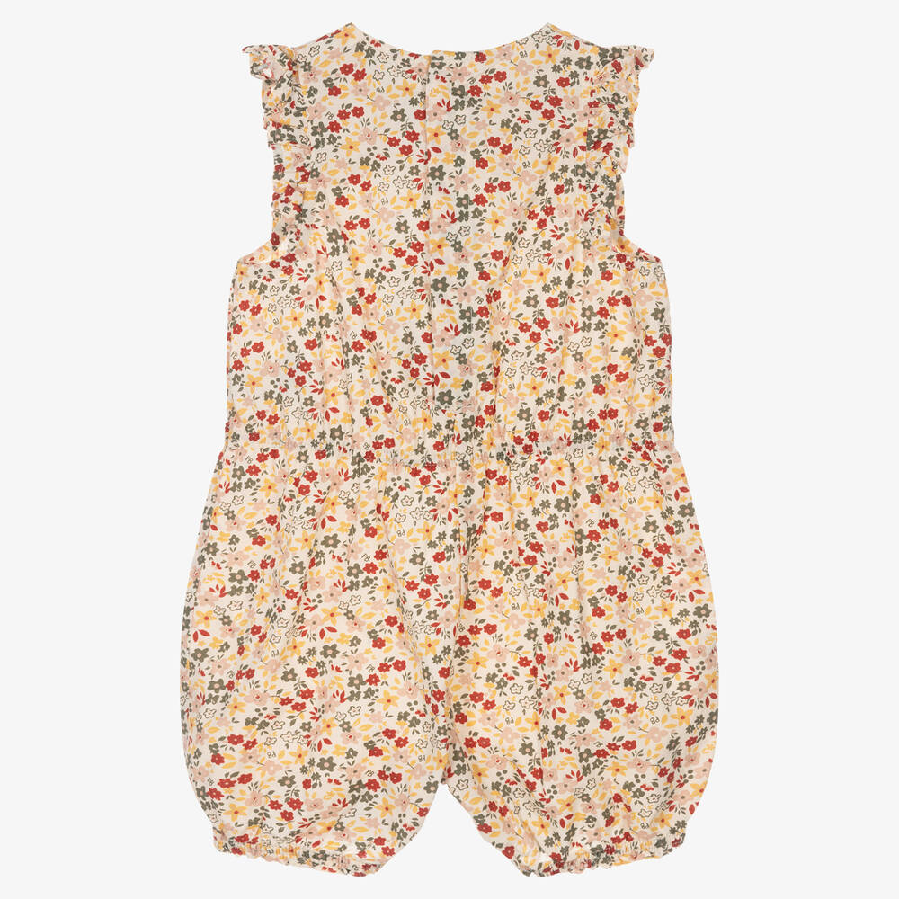 Petit Bateau-Girls Ivory Cotton Floral Shortie | Childrensalon Outlet