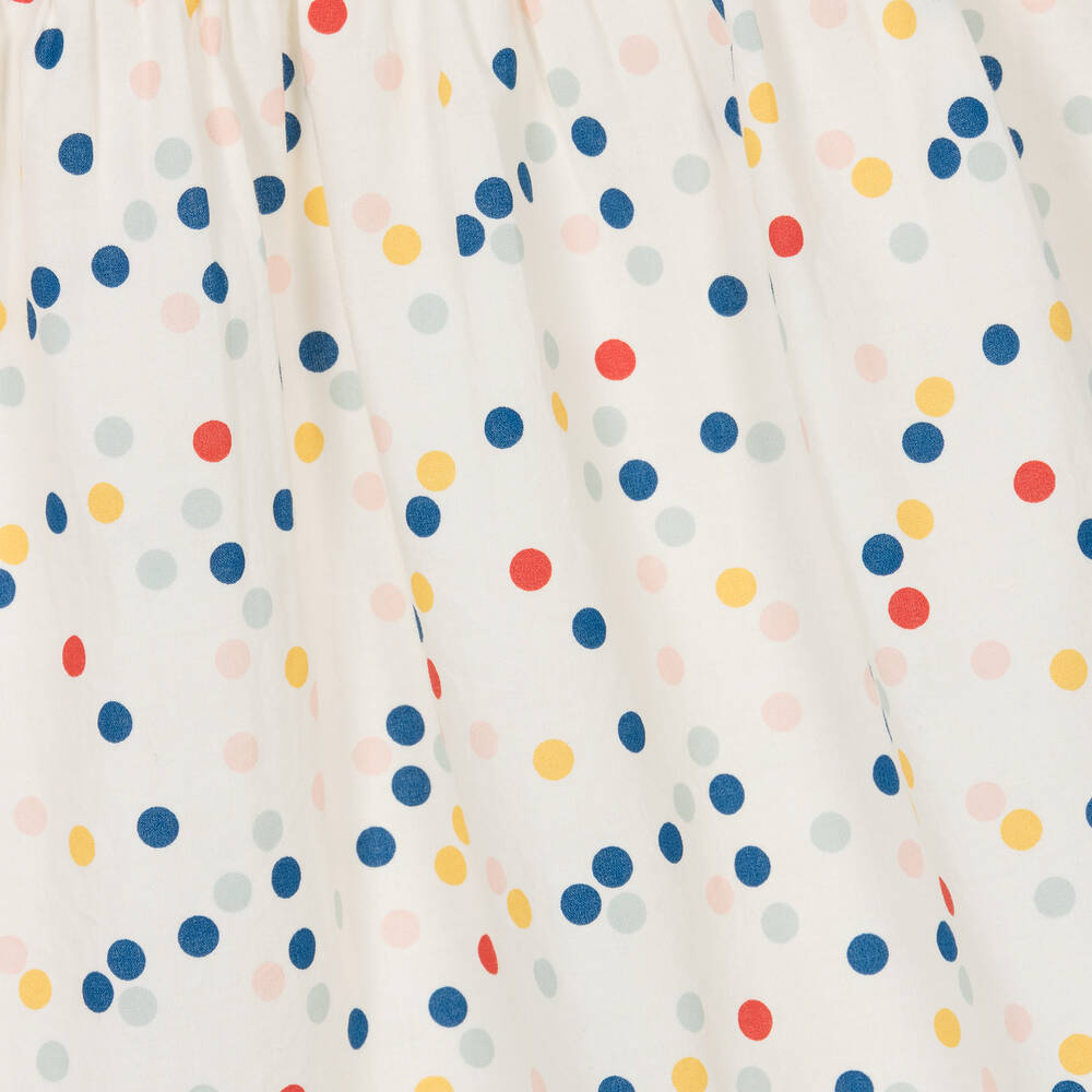 Petit Bateau-فستان أطفال بناتي قطن بوبلين لون عاجي | Childrensalon Outlet