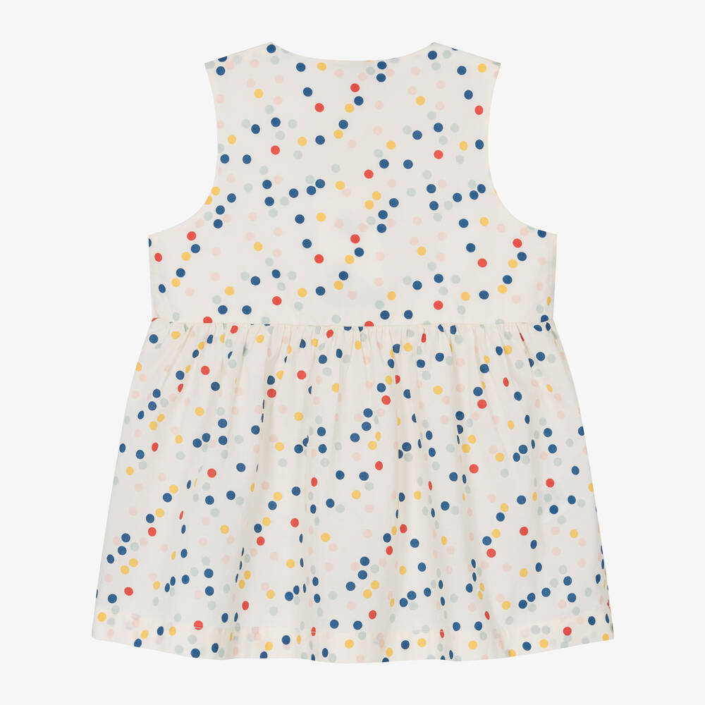 Petit Bateau-فستان أطفال بناتي قطن بوبلين لون عاجي | Childrensalon Outlet