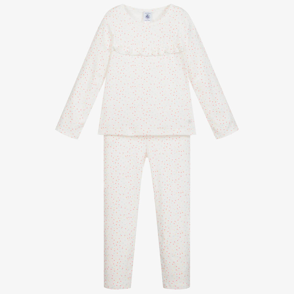 Petit Bateau - Girls Ivory Cotton Pyjamas | Childrensalon