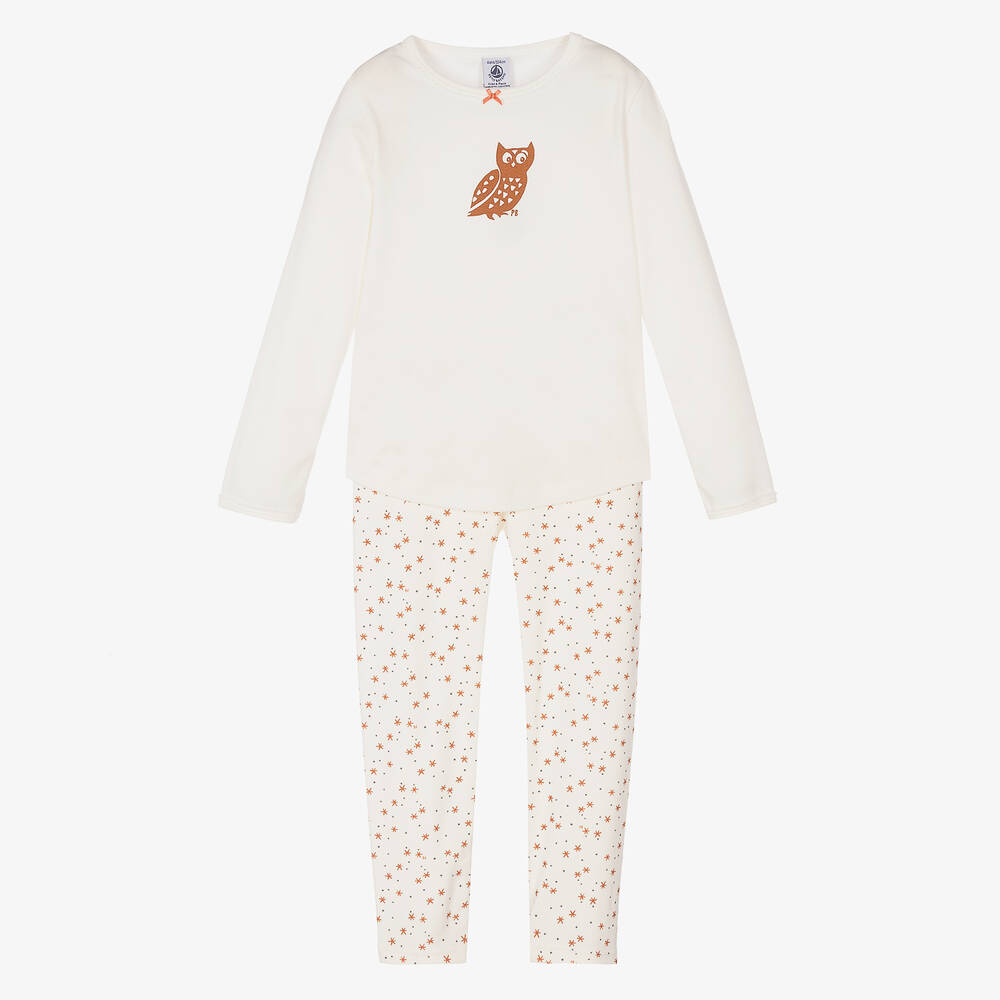 Petit Bateau - Кремовая хлопковая пижама для девочек | Childrensalon